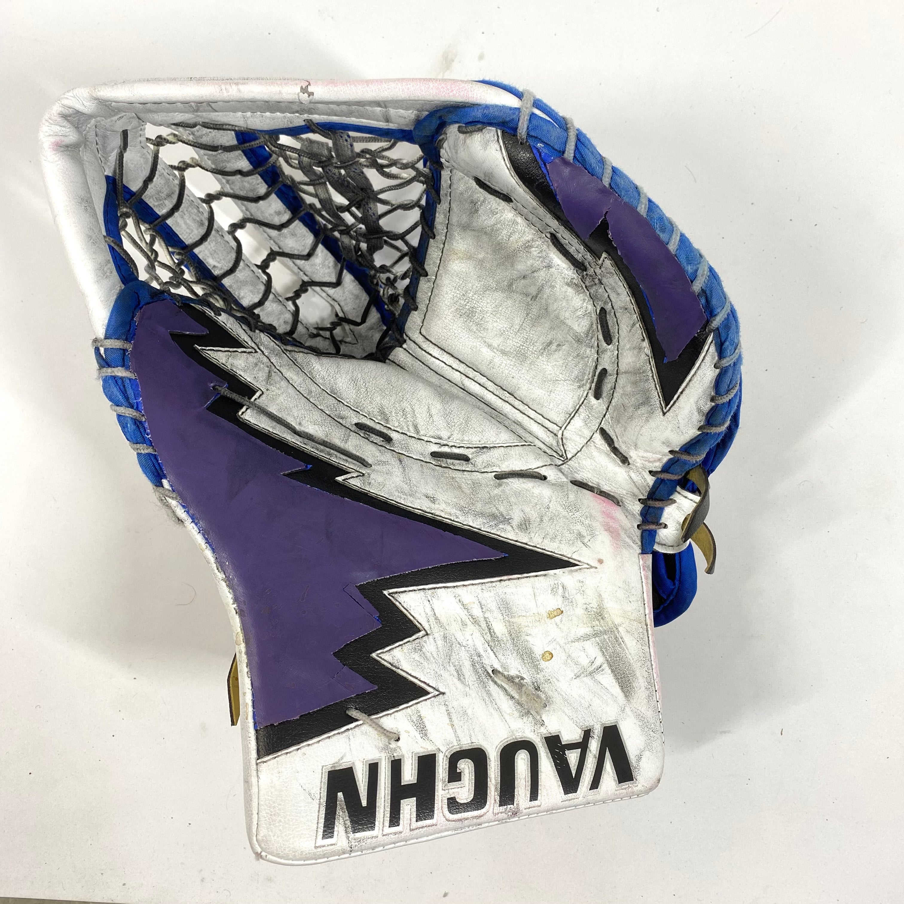 Vaughn Velocity V9 - Gant de gardien de but Pro Stock d'occasion - (Blanc/Violet/Bleu)